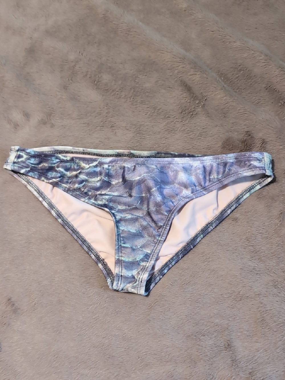 Wildfox Aqua Purple Little Mermaid-Print Fish Scale Ariel Bikini Bottoms